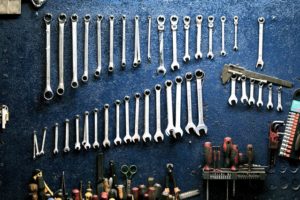 Tools hanging on wall