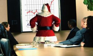 Santa Claus looking at sales