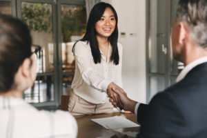 Colleagues shaking hands